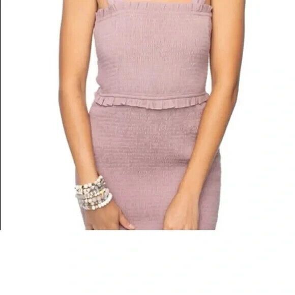 Buddy Love Monroe Smocked Mini Dress  Womens S  Pink / Gray Bodycon Sundress - Picture 10 of 10